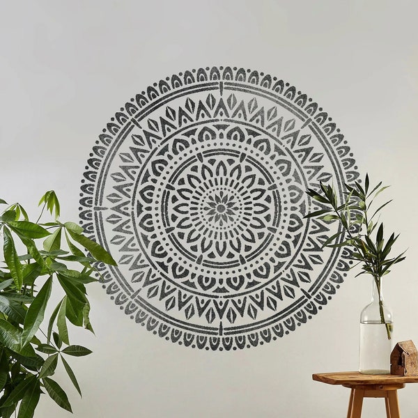 MANDALA STENCIL for Painting Walls Furntiure Crafts   BHADRA Yoga Mandala Wall Stencil