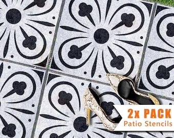 Patio Slab Stencil - 60x60 and 45x45 cm Square Concrete Garden Paver Stencil - YORK Patio Tile Stencil by Dizzy Duck