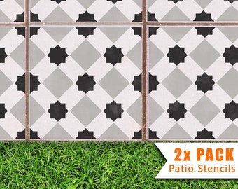 Patio Slab Stencil - 60x60 and 45x45 cm Square Concrete Garden Paver Stencil - BUKAN Patio Tile Stencil by Dizzy Duck