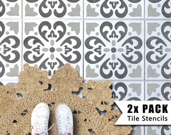 Tile Stencils for Painting Bathroom Kitchen Wall Floor Tiles and Garden Patio Slabs - TANGIER by Dizzy Duck