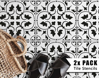 Tile Stencils for Painting Bathroom Kitchen Wall Floor Tiles and Garden Patio Slabs - ZAMORA by Dizzy Duck