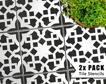 Tile Stencils for Painting Bathroom Kitchen Wall Floor Tiles and Garden Patio Slabs - IZMIR by Dizzy Duck