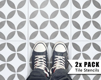 Tile Stencils for Painting Bathroom Kitchen Wall Floor Tiles and Garden Patio Slabs - TSUNAGI by Dizzy Duck