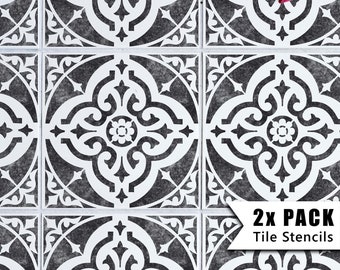 Tile Stencils for Painting Bathroom Kitchen Wall Floor Tiles and Garden Patio Slabs - TURIN by Dizzy Duck