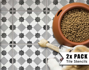 Tile Stencils for Painting Bathroom Kitchen Wall Floor Tiles and Garden Patio Slabs - BUKAN by Dizzy Duck