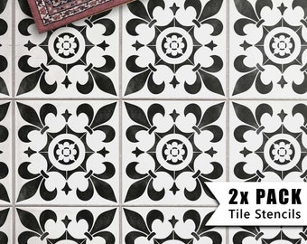 Tile Stencils for Painting Bathroom Kitchen Wall Floor Tiles and Garden Patio Slabs - CAMBRIDGE by Dizzy Duck