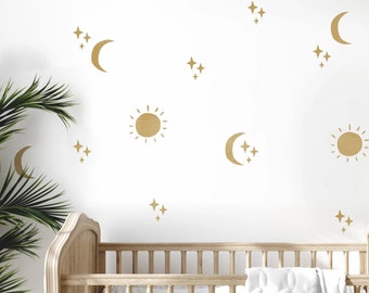 Dizzy Duck Sun Moon Stars Boho Wall Stencil Set for Nursery Wall Décor - Kids Room Boho Celestial Stencils - Reusable