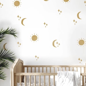 Dizzy Duck Sun Moon Stars Boho Wall Stencil Set for Nursery Wall Décor - Kids Room Boho Celestial Stencils - Reusable