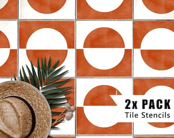 Tile Stencils for Painting Bathroom Kitchen Wall Floor Tiles and Garden Patio Slabs - MADRID by Dizzy Duck