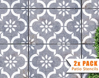 Patio Slab Stencils for Large 900x600 Rectangle Concrete Garden Pavers - JANNAH by Dizzy Duck