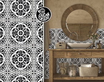 Pochoir Réutilisable TAVIRA Pour Carrelage Et Mur - Motif Géométrique Marocain 20x20 Cm