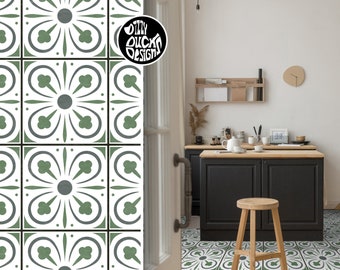 Faux Tile Stencils - Paint Tile Effect on Floors Walls Furniture Concrete Garden Patios Paths - YORK by Dizzy Duck