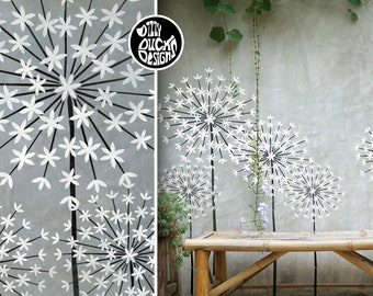 ALLIUM FLOWER Stencils for Walls Furniture Crafts - Reusable Botanical Garden Floral Wall Stencils by Dizzy Duck