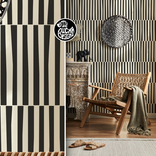 Humbug Stripe Wall Stencil - Modern Minimal Lines Floor Wall Stencil for Painting by Dizzy Duck