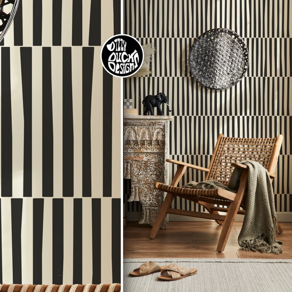 Humbug Stripe Wall Stencil - Moderne Minimal Lines Floor Wall Stencil voor schilderij door Dizzy Duck