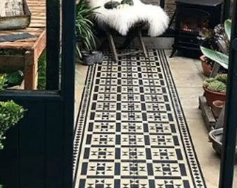 Faux Tile Stencils - Paint Tile Effect on Floors Walls Furniture Concrete Garden Patios Paths - KENSINGTON