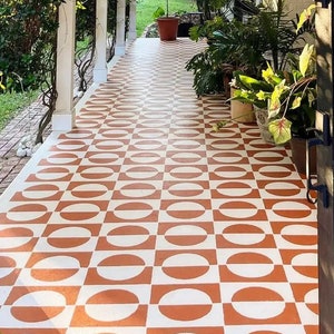 Sjablonen voor imitatietegels - verftegeleffect op vloeren, muren, meubels, beton, tuin, patio's, paden - MADRID BY Dizzy Duck