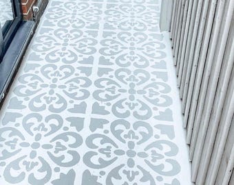 Faux-Tile Stencil - Concrete Patios, Floors, Furniture & More - TANGIER - Various Sizes - Reusable for Budget Makeover