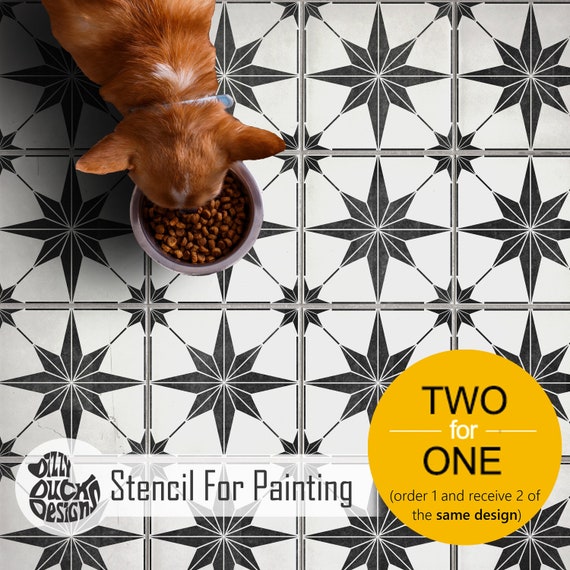 Zarzis Star Tile Stencil For Painting Garden Concrete Patio Zarzis Star Tile Stencil For Painting