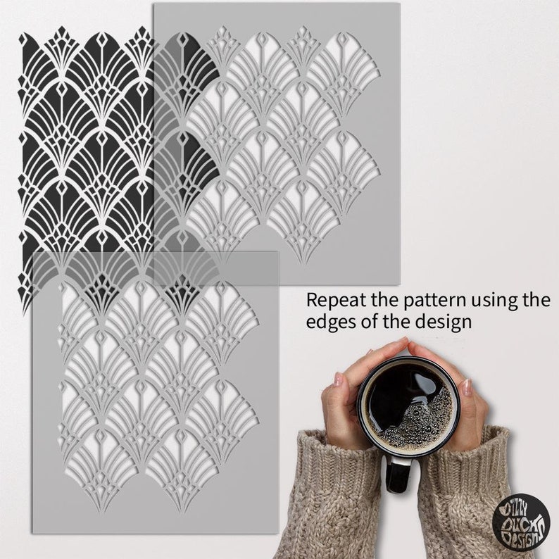 FURNITURE STENCIL by Dizzy Duck Reusable 1920's Fan Etsy