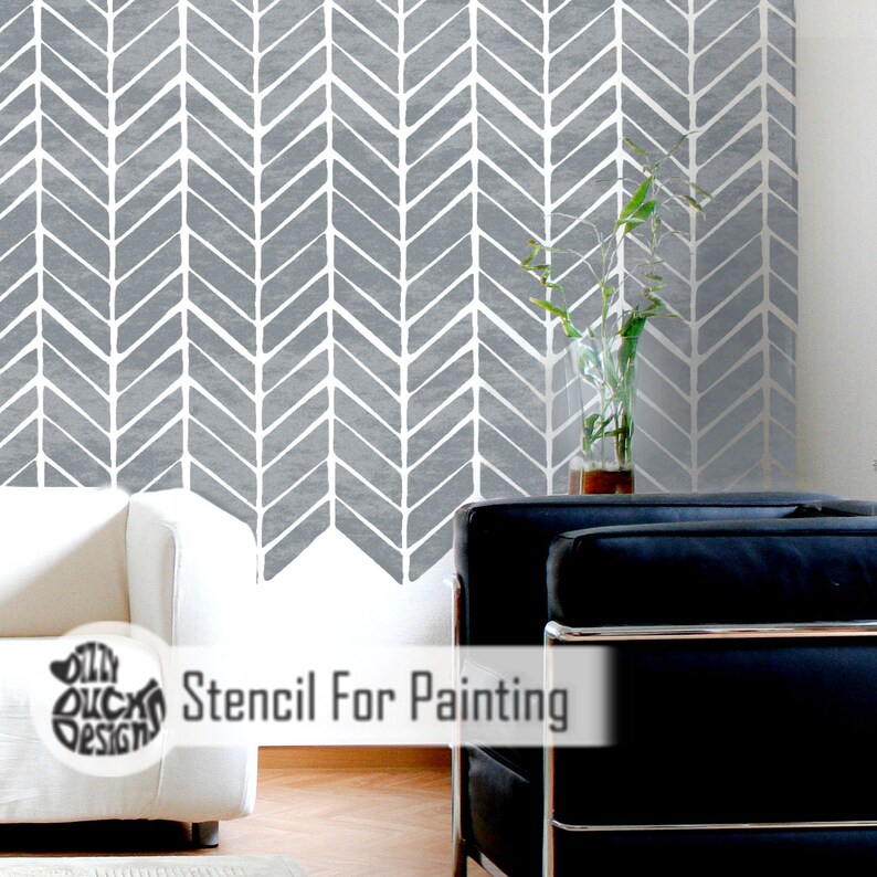 Modern Fishbone Wall Floor Furniture Craft Stencil for Painting HERR01 HERRINGBONE STENCIL