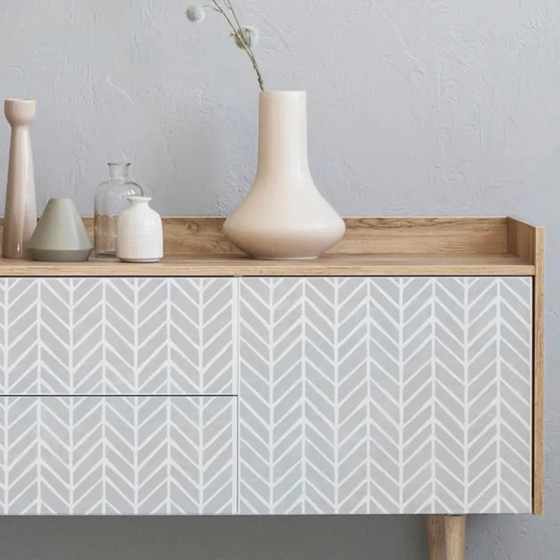 FURNITURE STENCIL Herringbone Stencil for Painting Furniture Herringbone Furniture Craft Stencil Scandi Geo Stencil image 1