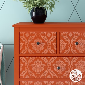 FURNITURE STENCIL for Painting   Reusable ANKARA Damask Stencil   Damask Furniture Stencil