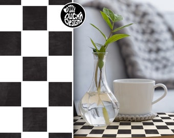 Checkerboard Furniture Stencil for Painting - Chess Board Modern Squares Checkered Pattern Stencil for Furniture Crafts by Dizzy Duck