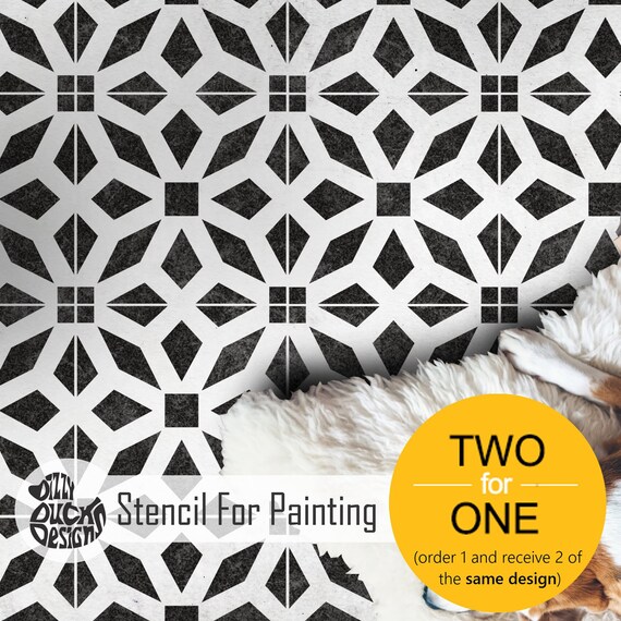 Lucca Tile Reusable Plastic Stencil //// Moroccan Geometric //// Floor Wall 13x13