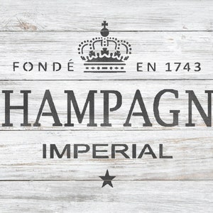 Champagne Label Stencil for Painting Walls Furnture Crafts - French Shabby Chic Stencil