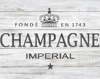 Champagne Label Stencil for Painting Walls Furnture Crafts - French Shabby Chic Stencil