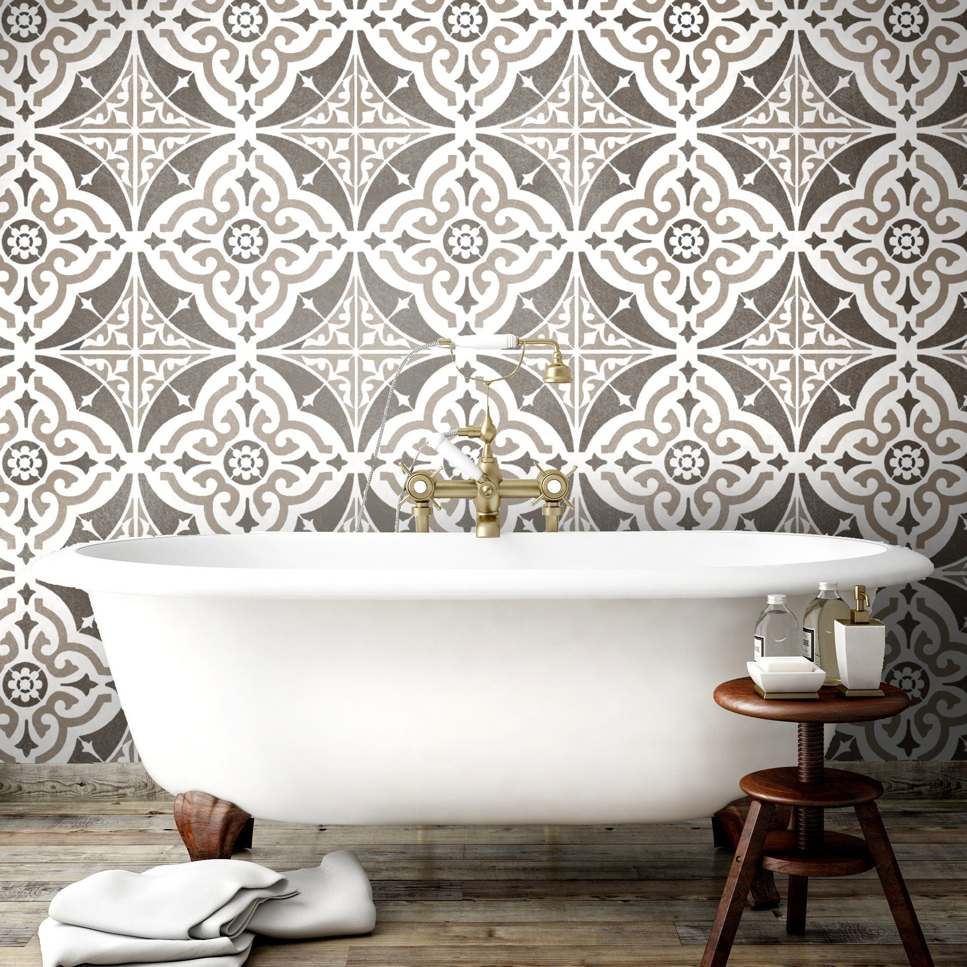Faux Tile Stencils Paint Tile Effect on Floors Walls Etsy UK