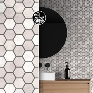 Hexagon Faux Tile Stencil for Painting Mosaic Effect Floor or Walls - Reusable Honeycomb Wall Floor Stencil by Dizzy Duck