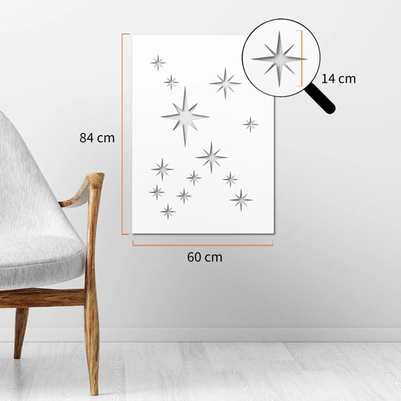 8 Plantillas Grandes Para Pintar Estrellas De 5 Puntos, Plantilla De Estrella De 5 Puntos, Plantilla De Pintura De Plástico Reutilizable Para Pintura Artística En Papel De Pared, Bandera De Techo, Valla