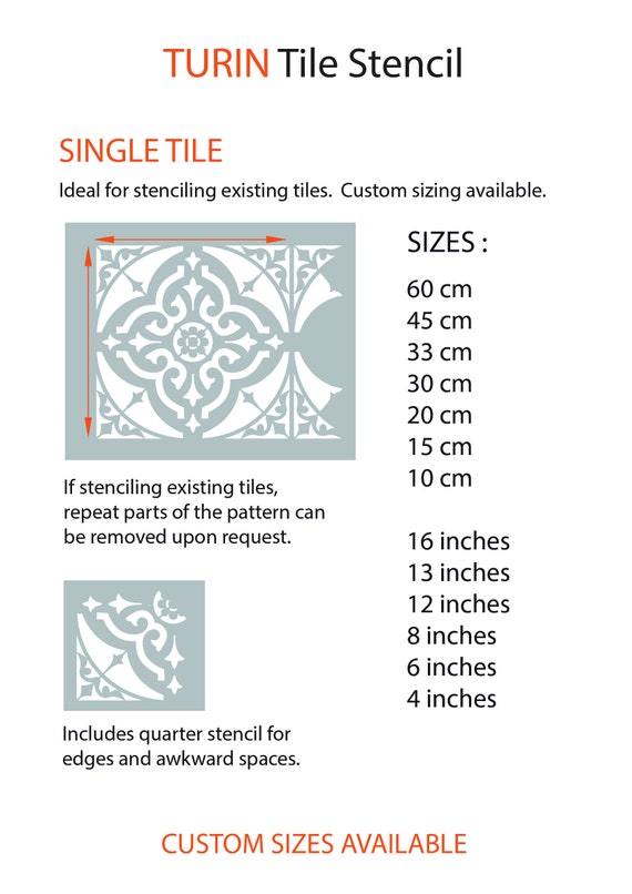 Turin Tile Stencil For Painting Concrete Lamintate Floor Wall Tiles Garden Patio Flags Porch Spanish Turi01