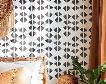 Boho Triangles Wall Stencil - Reusable Geometric Bohemian Furniture Craft Stencil for Painting by Dizzy Duck Designs