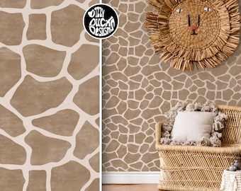 WALL STENCIL - Giraffe Print Nursery Stencil for Painting Wall Furniture Crafts - Animal Print Stencil