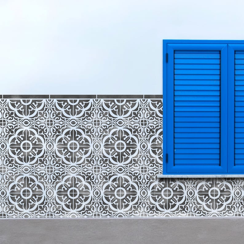 TAVIRA Tile Stencil \u2013 Floor Wall Moroccan Large Reusable Stencils for Painting by Dizzy Duck Designs