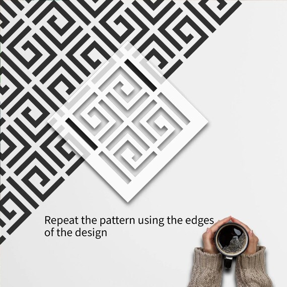 16 stencil riutilizzabili da 15 cm, motivo geometrico e mosaico, per pittura su legno, portico, porta d'ingresso, parete, decorazione per la casa