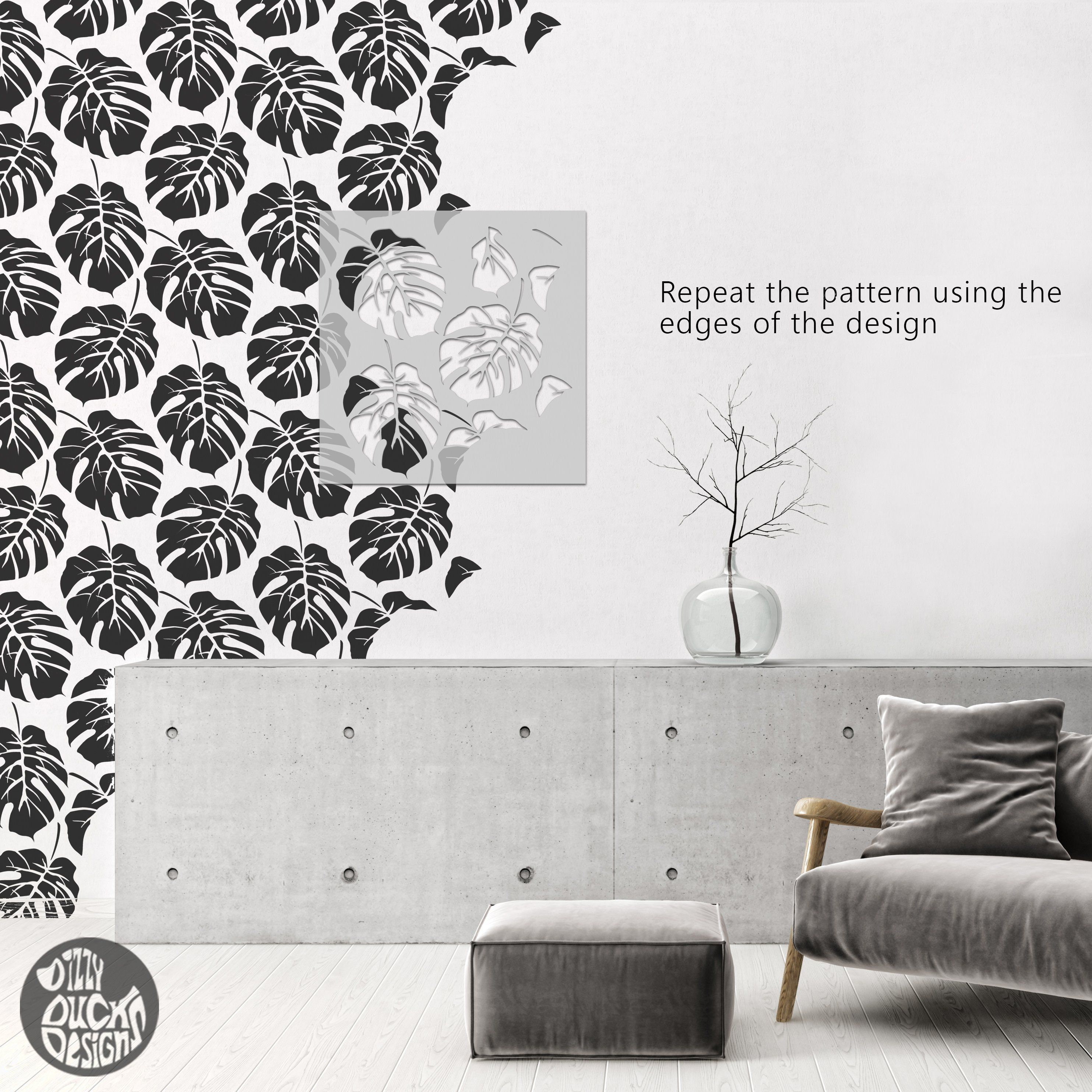 WALL STENCIL Tropical Leaf Wall Stencil Monstera Stencil for Etsy UK