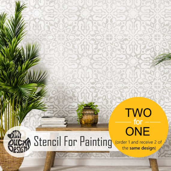 Tangier Spanish Tile Stencils for Painting Walls and Floors Custom Sizes Available 45 cm