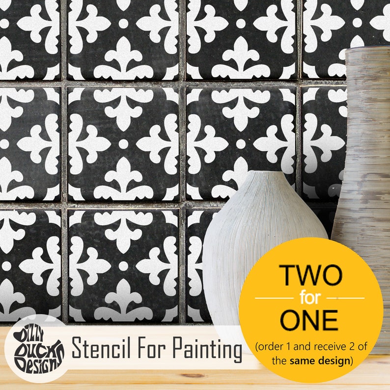 Valencia Tile Stencils for Painting Walls and Floors Custom Sizes Available 15 cm