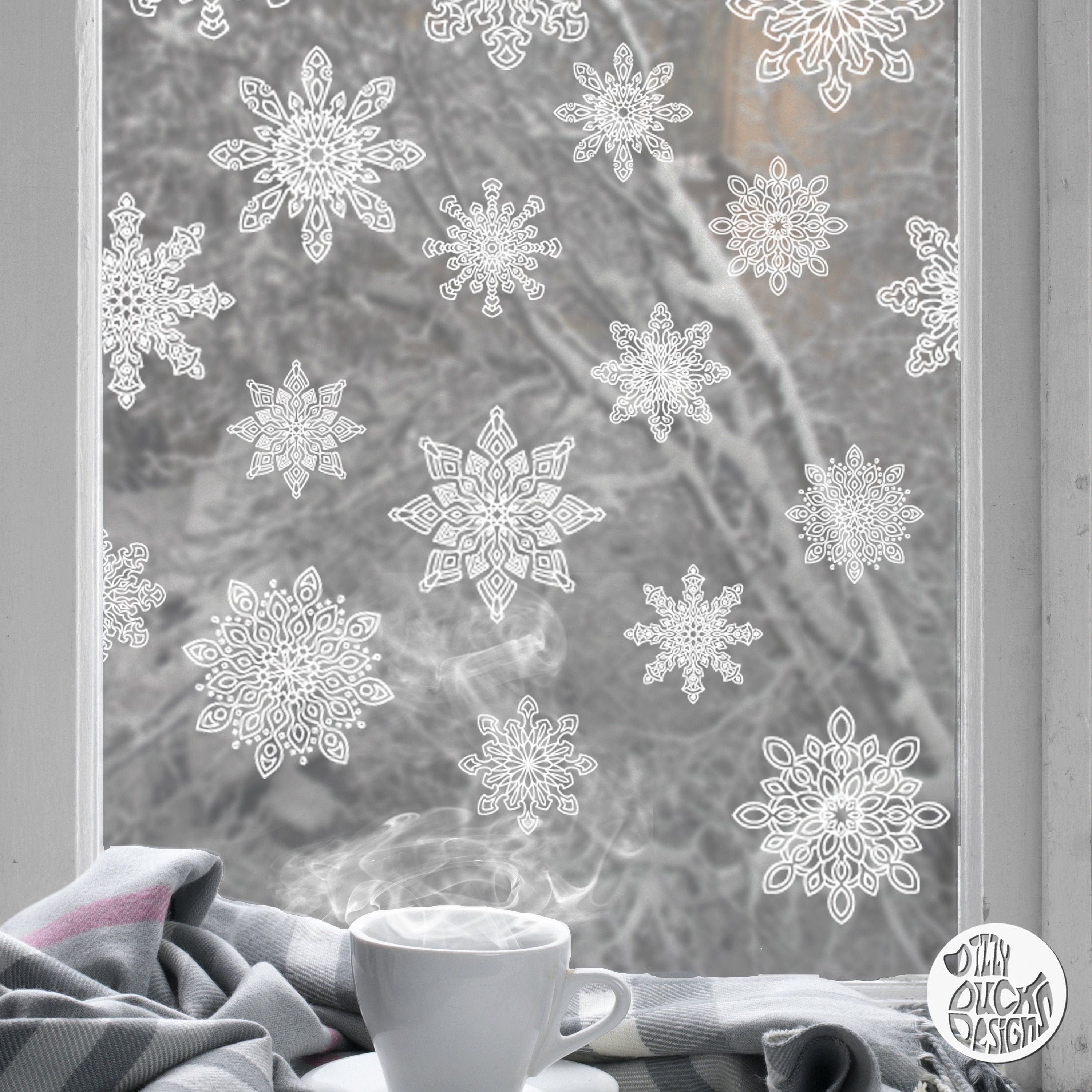 Winter Snowflake Window Stickers Christmas Window Decal by Etsy