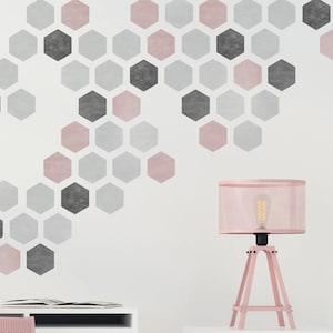 WALL STENCIL - Hexagon Wall Stencil for Painting - Stencil for Walls - Modern Abstract Geo Wall Stencil