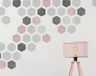 WALL STENCIL - Pochoir mural hexagonal pour peinture - Pochoir pour murs - Pochoir mural géométrique abstrait moderne