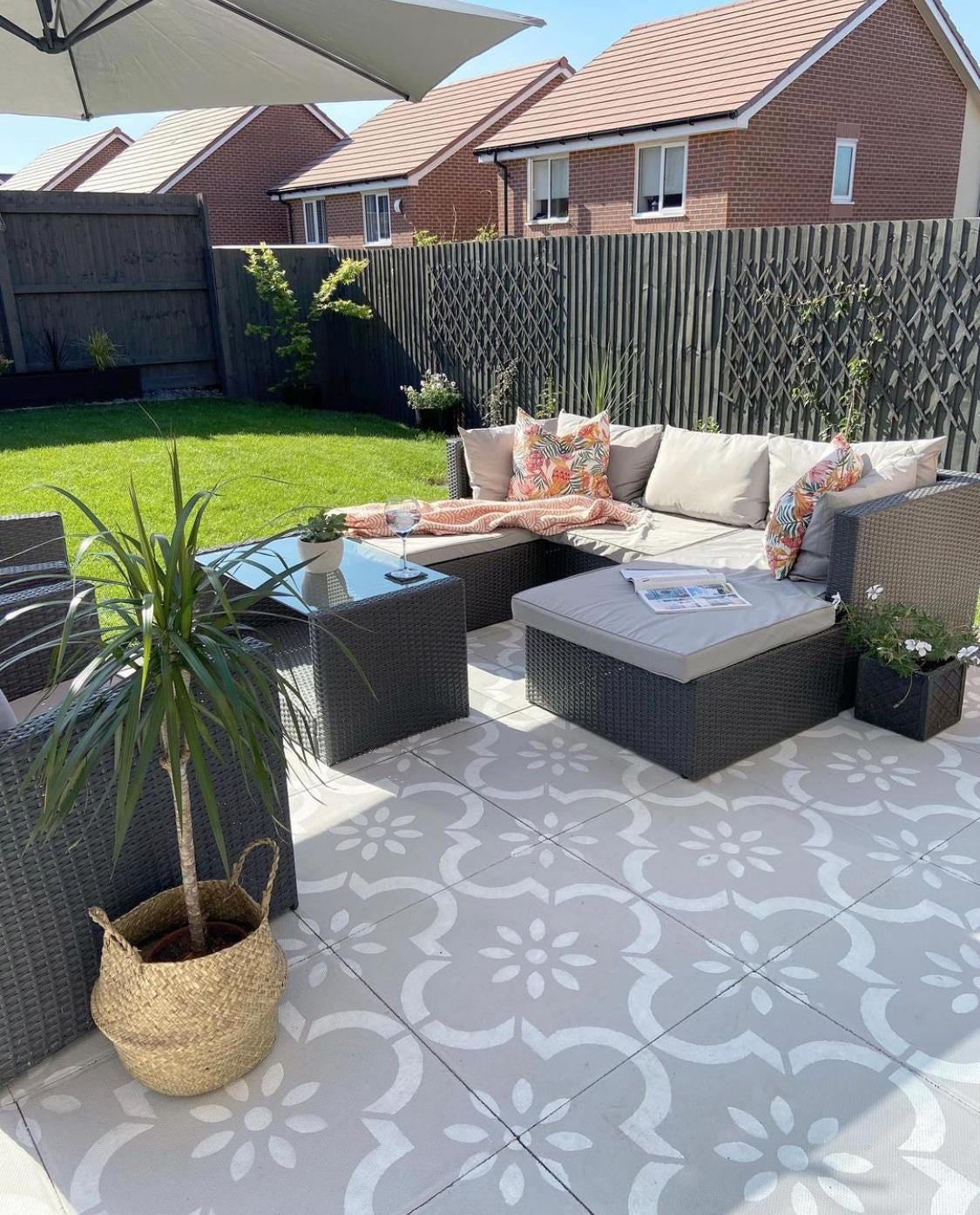 Quick Patio Refresh for Less Using Jannah Stencils on Your Slabs