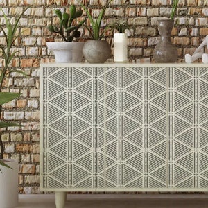 FURNITURE STENCIL - African Stencil for Painting Furniture - Ndola Geometric Stencil - Modern Furniture Stencil