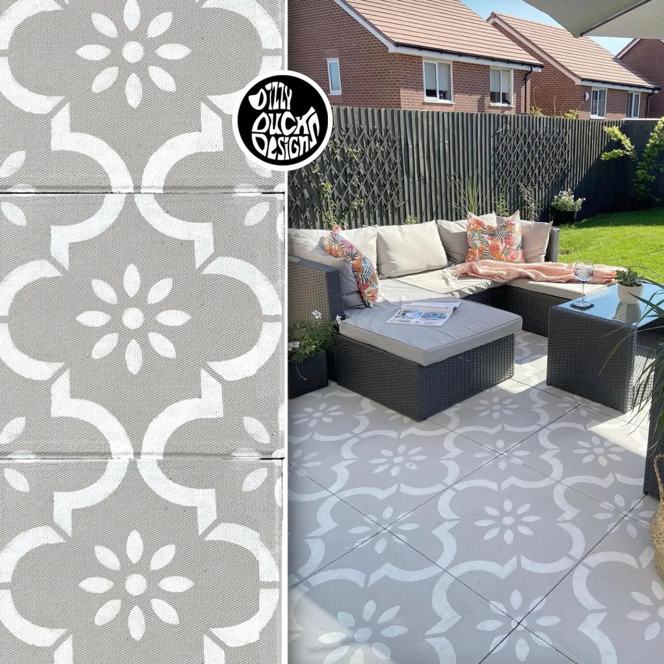 Garden Patio Slab Stencils for Large 600 and 450 Square Etsy UK