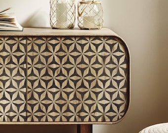 Koama Wall and Furniture Stencil - Reusable Geometric Bohemian Furniture Craft Stencil for Painting by Dizzy Duck Designs