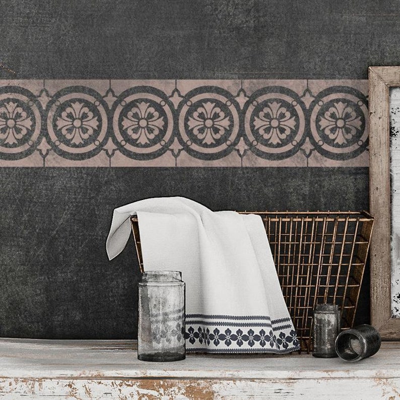 Faux Tile Border Stencil CHELTENHAM for Bathroom Walls Floors Etsy